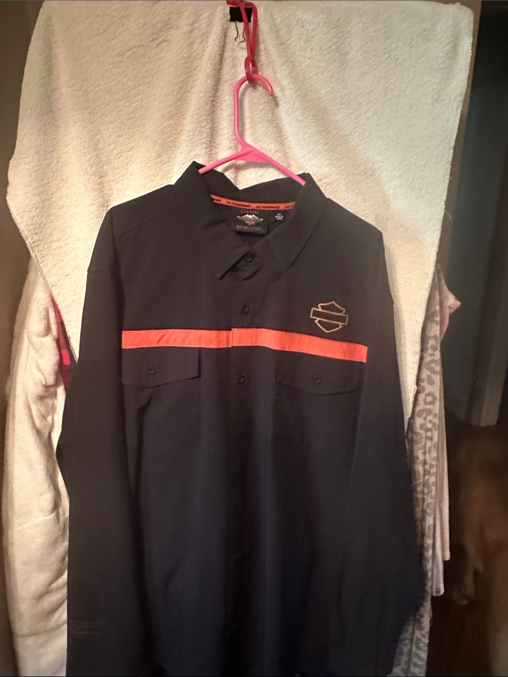 Harley-Davidson Black Shirt Jacket with Orange Chest Stripe